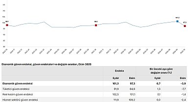 TÜİK: Ekonomik güven endeksi yüzde 3,9 azaldı