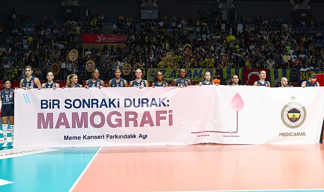 Voleybol maçında meme kanseri farkındalığı için erken tanı çağrısı