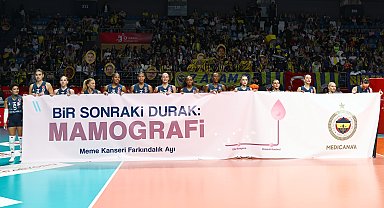 Voleybol maçında meme kanseri farkındalığı için erken tanı çağrısı