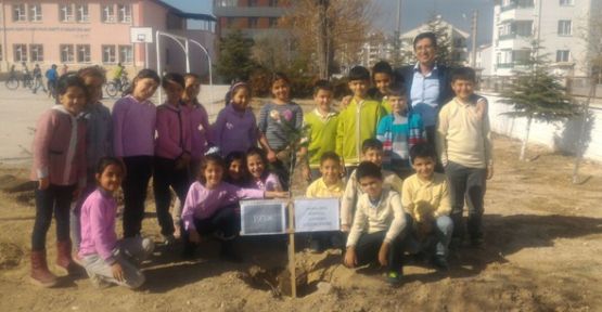 Hamza Anaç İlkokulu Öğrencileri Atatürk Anısına Ağaç Dikti