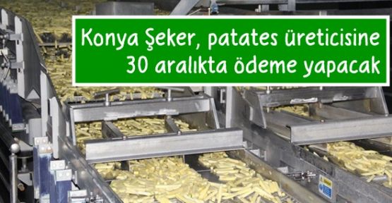 Konya Şeker, patates üreticisine 30 aralıkta ödeme yapacak