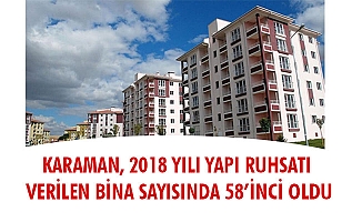 KARAMAN, 2018 YILI YAPI RUHSATI VERİLEN BİNA SAYISINDA 58’İNCİ OLDU