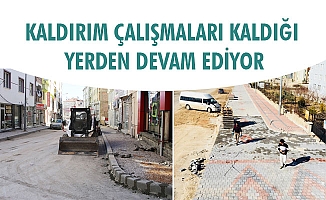 KALDIRIM ÇALIŞMALARI KALDIĞI YERDEN DEVAM EDİYOR